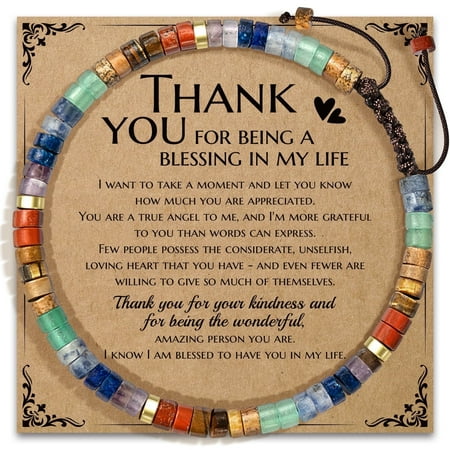 Nurforta Thank You Gifts for Women Get Well Soon Gifts with Positive Affirmations Encouragement Gifts for Friends Mom Loved - Natural Rainbow Stone Bracelet Birthday Gifts