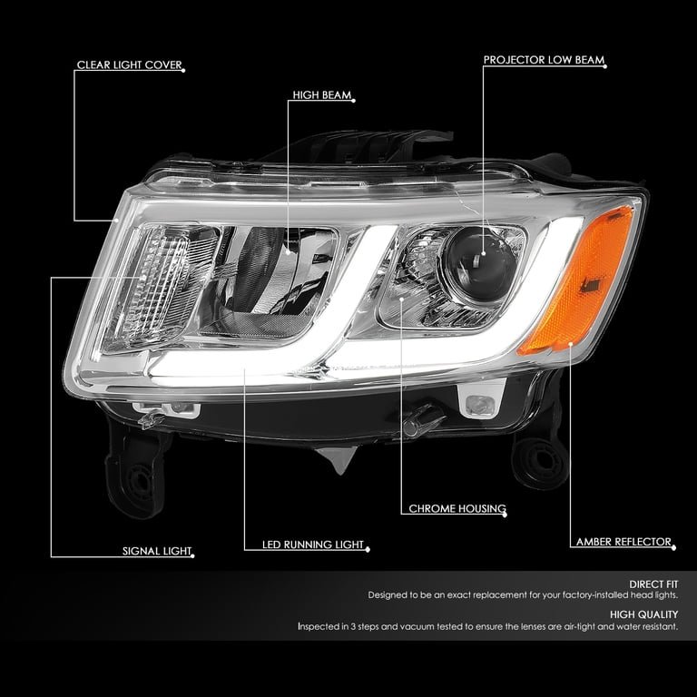 For 14-16 Jeep Grand Cherokee Left Side Black/Amber Projector Headlight Lamp For 14-16 Jeep Grand Cherokee Left Side Black/Amber Projector Headlight Lamp