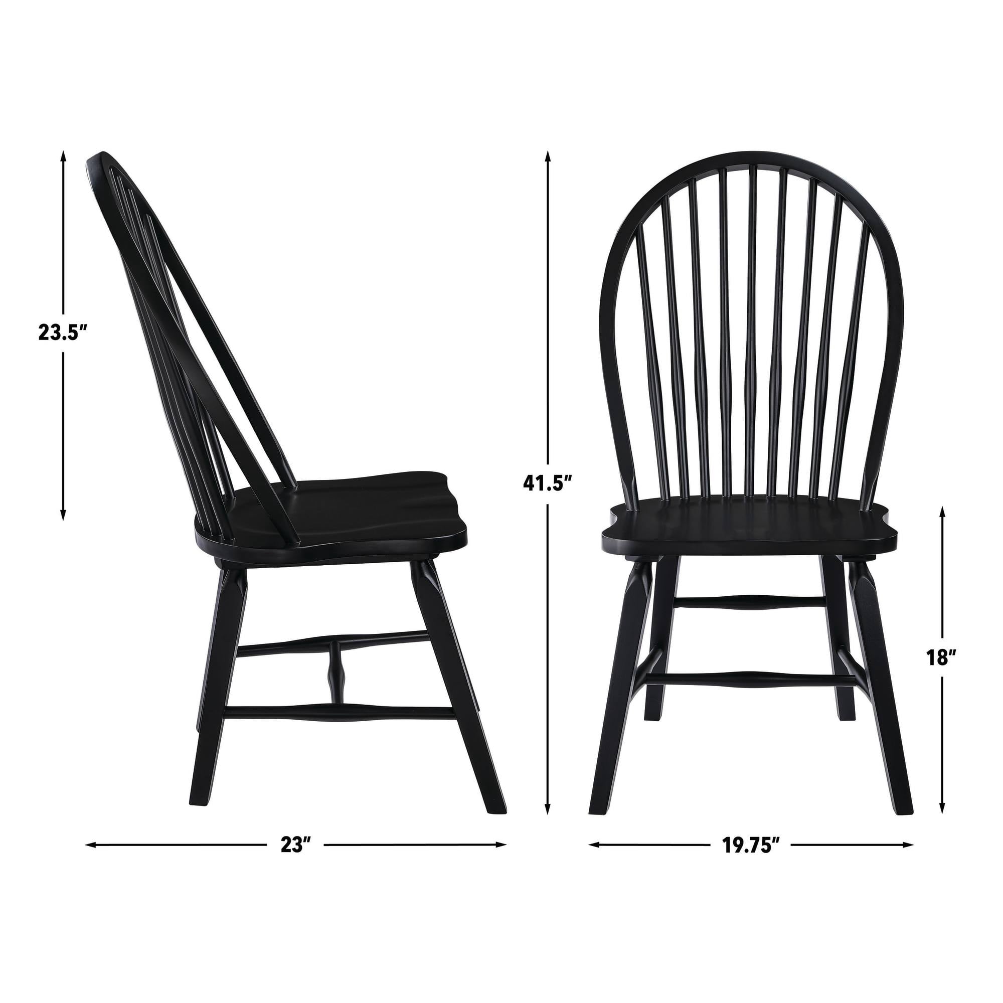 Steve Silver Sommerset Black Windsor Solid Wood Dining Chairs, Set of 2