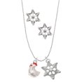 thumbnail image 1 of Delight Jewelry Silvertone Chicken 3-D Silver tone Snowflake Charm Necklace and Stud Earrings, 1 of 4
