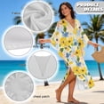 thumbnail image 4 of XYZCANDO Kaftan Dresses for Women V Neck Batwing Sleeves Swimsuit Coverup Oversized Beach Cover Ups Loungewear Maxi Dress Yellow Flowers Hawaiian Robe for Vacation & Outdoor, 4 of 7