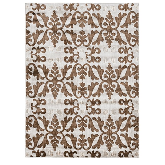Linon Elegance Florence Power Loomed Polypropylene 8'x10' Rug in Ivory