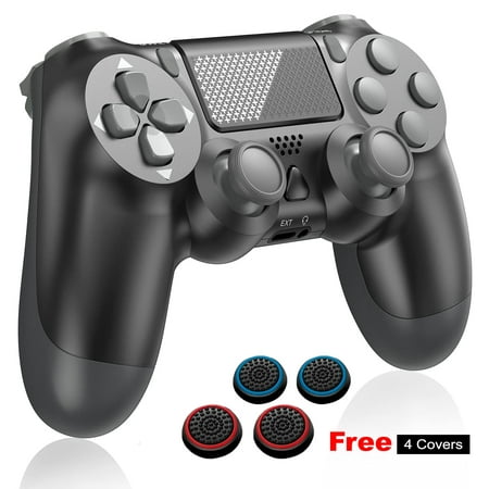 Wireless Game Controller Bluetooth Gamepad Compatible with PS4 Console Rechargeable Double Shock (Black)