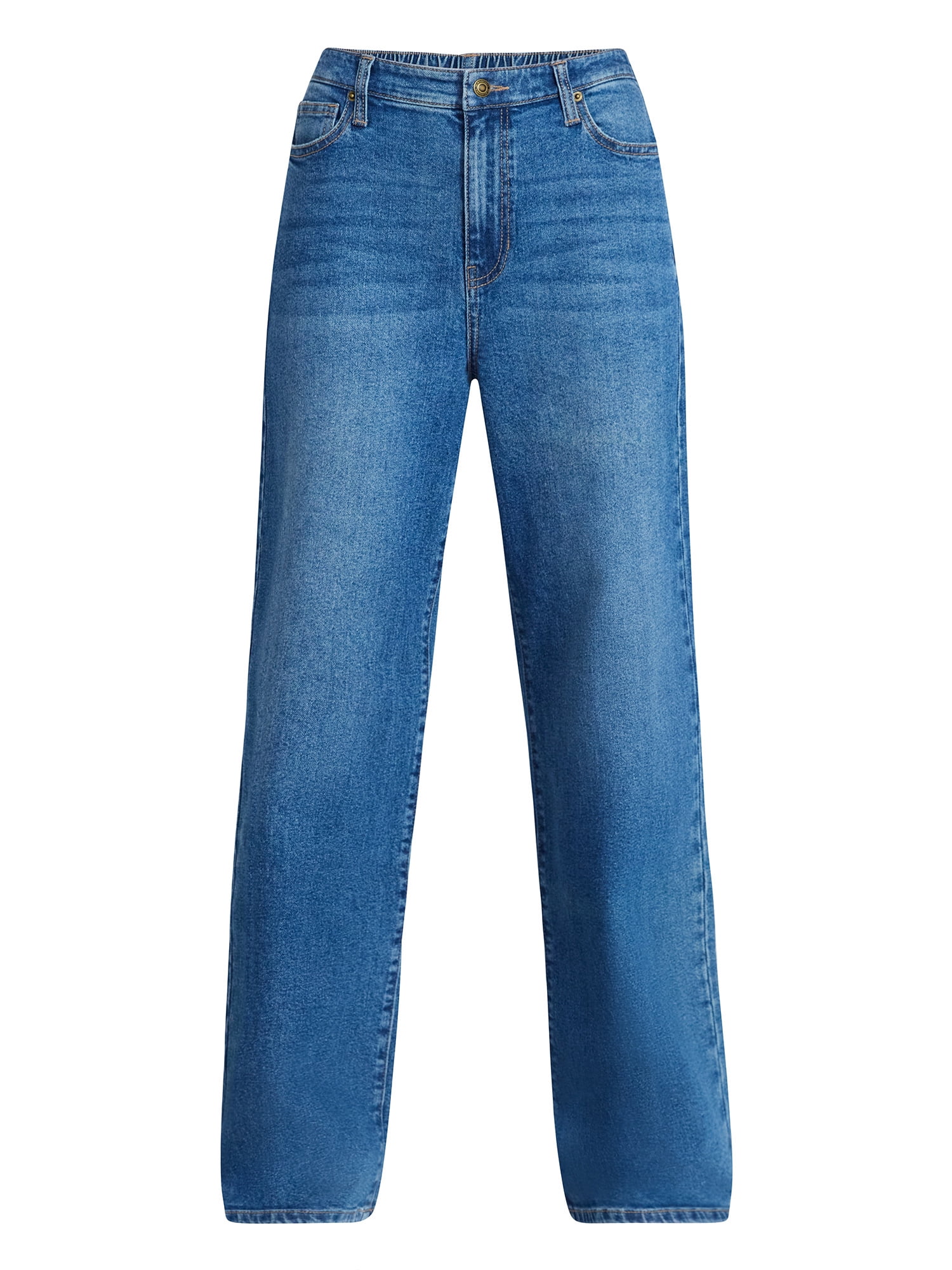 No Boundaries High Rise Baggy Wide Leg Jeans, 34" Inseam, Women's and Women's Plus Sizes XXS-4X