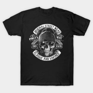 T-Shirt Unisexe Papa à l'Os Squelette Rocker Biker Fête des Pères