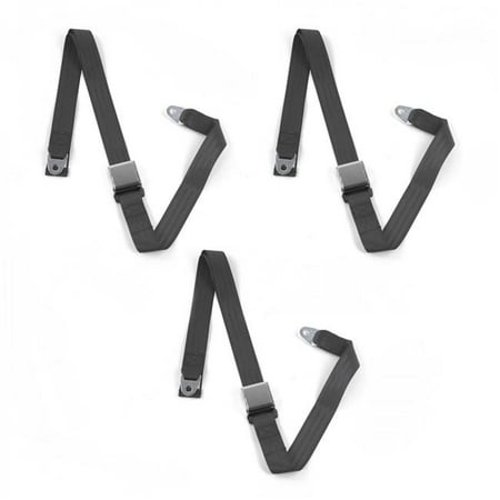SafeTBoy Airplane 2 Point Charcoal Lap Bucket Seat Belt Kit for Nash Ambassador 1933-1957 - 2 Belts