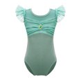 thumbnail image 1 of Nyeemya Gymnastics Leotards for Girls Ruffle Short Sleeve Sparkle Dance Leotards Workout Unitard Green 150, 1 of 7