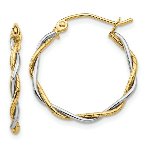 Finest Gold 14K Two-Tone Polished 1.8 mm Twisted Hoop Earrings