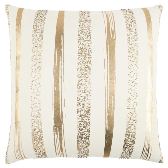 Rizzy Home Stripe 20" x 20" Down Filled Pillow with Cotton Cover-Gold