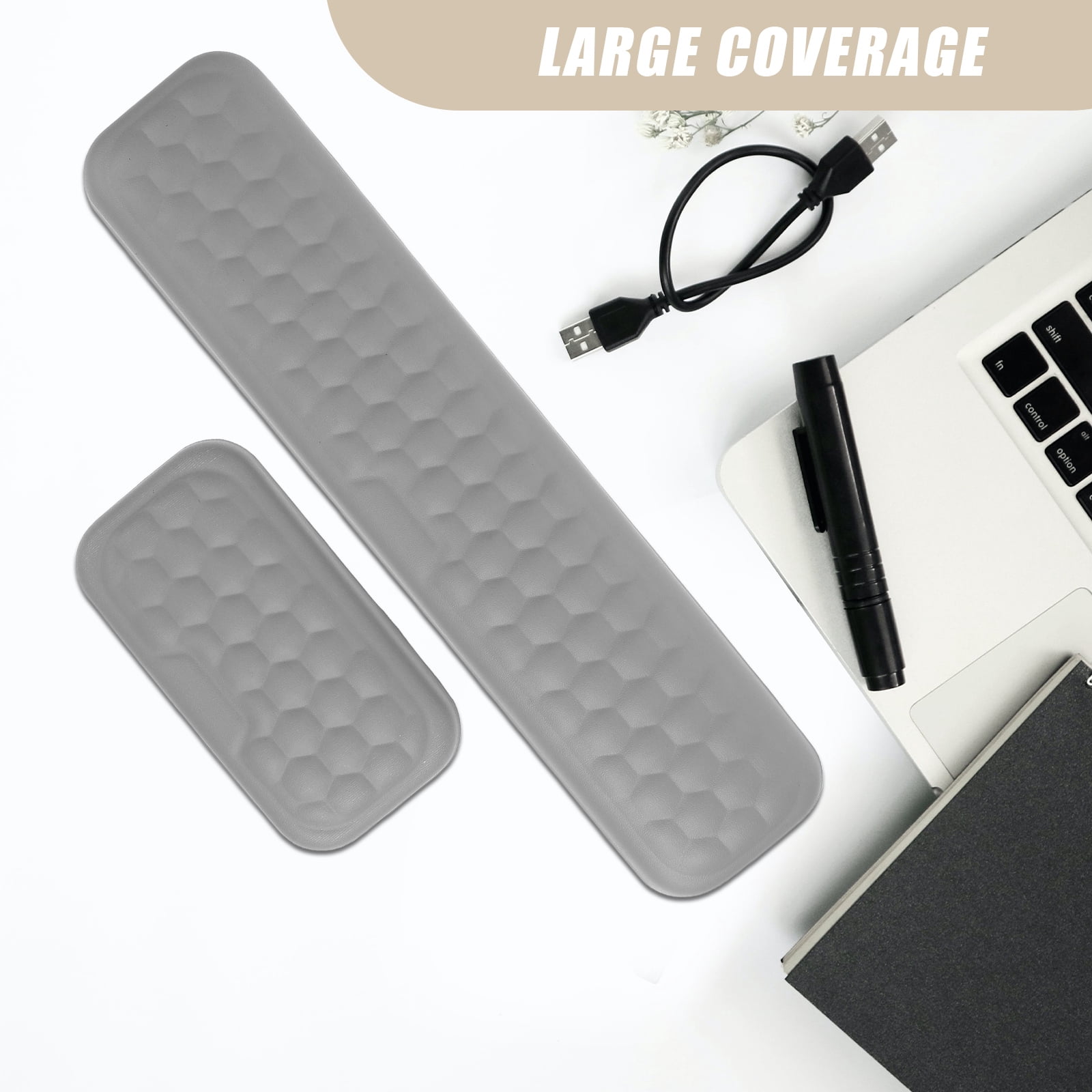 ETHZZLE 1Set Ergonomic Keyboard Wrist Rest and Mouse Pad Grey Comfortable Support for Home
