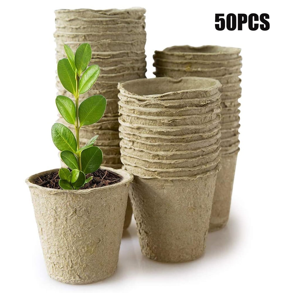 Herbs Eco Friendly Organic Plant Nursery Pots for Vegetables Flowers 60 Pack 3.15 Round Peat Pots for Seedlings Biodegradable Seed Starter Tray with 4 Drainage Holes 