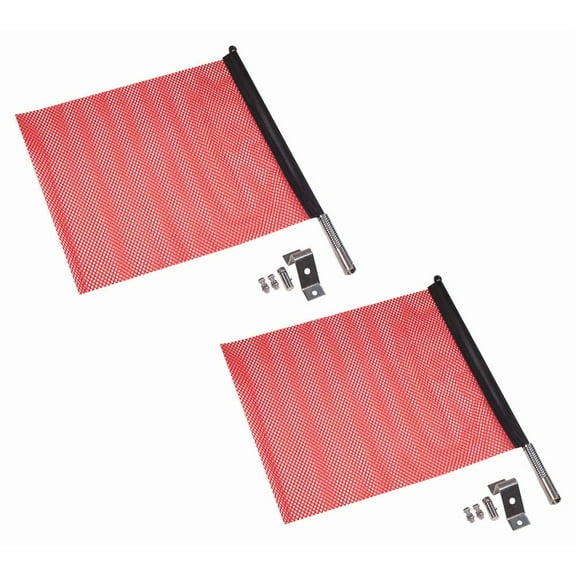 (2 Pack) EZ Mount Warning Flag Red 18" x 18" Spring Loaded Quick n Easy Disconnect
