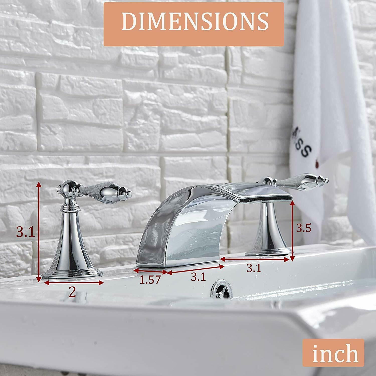 Senlesen Chrome LED Waterfall Basin Sink Faucet 8'' Widespread Mixer Tap