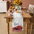 thumbnail image 2 of Valentine's Day Table Runner - 48 Inch Long Red Plaid Truck Roses Love Leaves Wood Cotton and Linen Blended Dress Scarves Farmhouse Table Runner for Kitchen Dining, Coffee Table, 13" x 48", 2 of 8