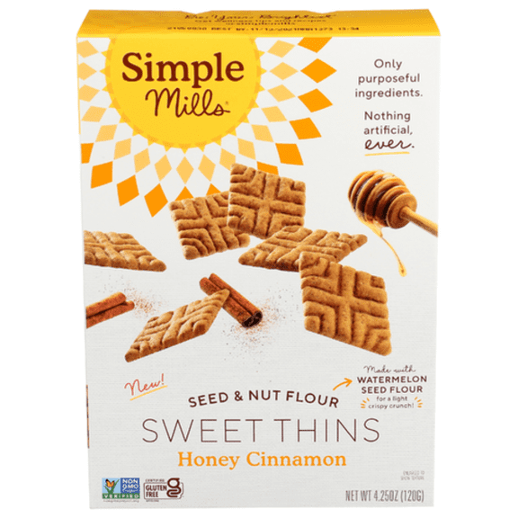 Simple Mills Honey Cinnamon Seed & Nut Flour Sweet Thins 4.25 oz Package May Vary