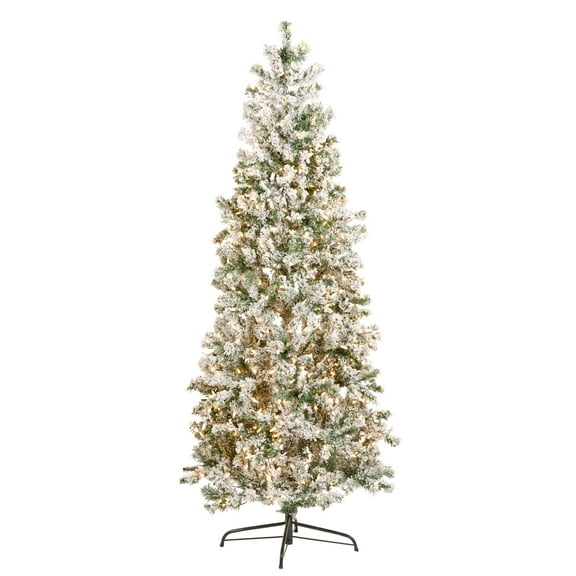 National Tree Company Pre-Lit Artificial Christmas Tree, Green, Snowy Woodland, 750 Clear Lights, Includes Stand, 7.5 Feet
