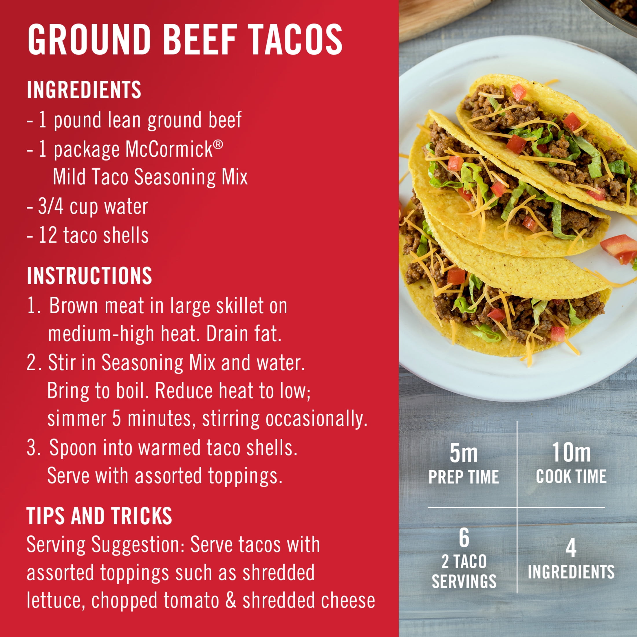 (24 pack) McCormick Mild Taco Seasoning Mix, 1.0 oz Packet