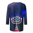thumbnail image 5 of DDAPJ pyju Funny Hanukkah Shirt for Women 3/4 Length Sleeve Tops Novelty Menorah Graphic Tees Chanukah Celebration T-shirt Holiday Party Blouse Multicolor L, 5 of 6