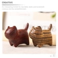 thumbnail image 2 of OUNONA Wooden Carving Animal Figurine Kitten Sculpture Figurine Statue Unique Table Decoration, 2 of 8