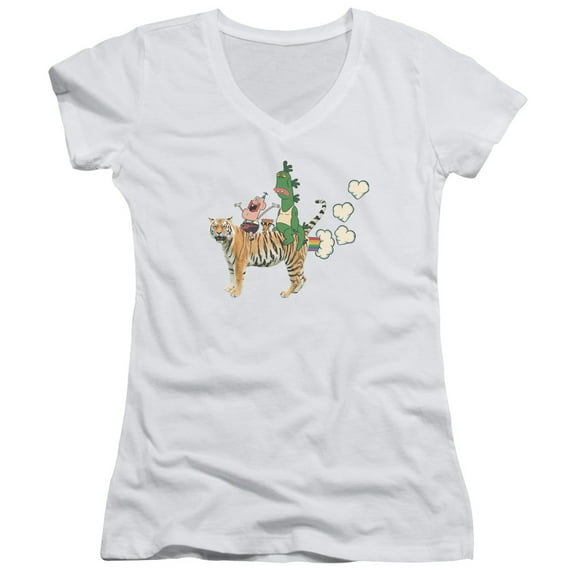 Uncle Grandpa Fart Hearts Junior Women's T-Shirt V-Neck White