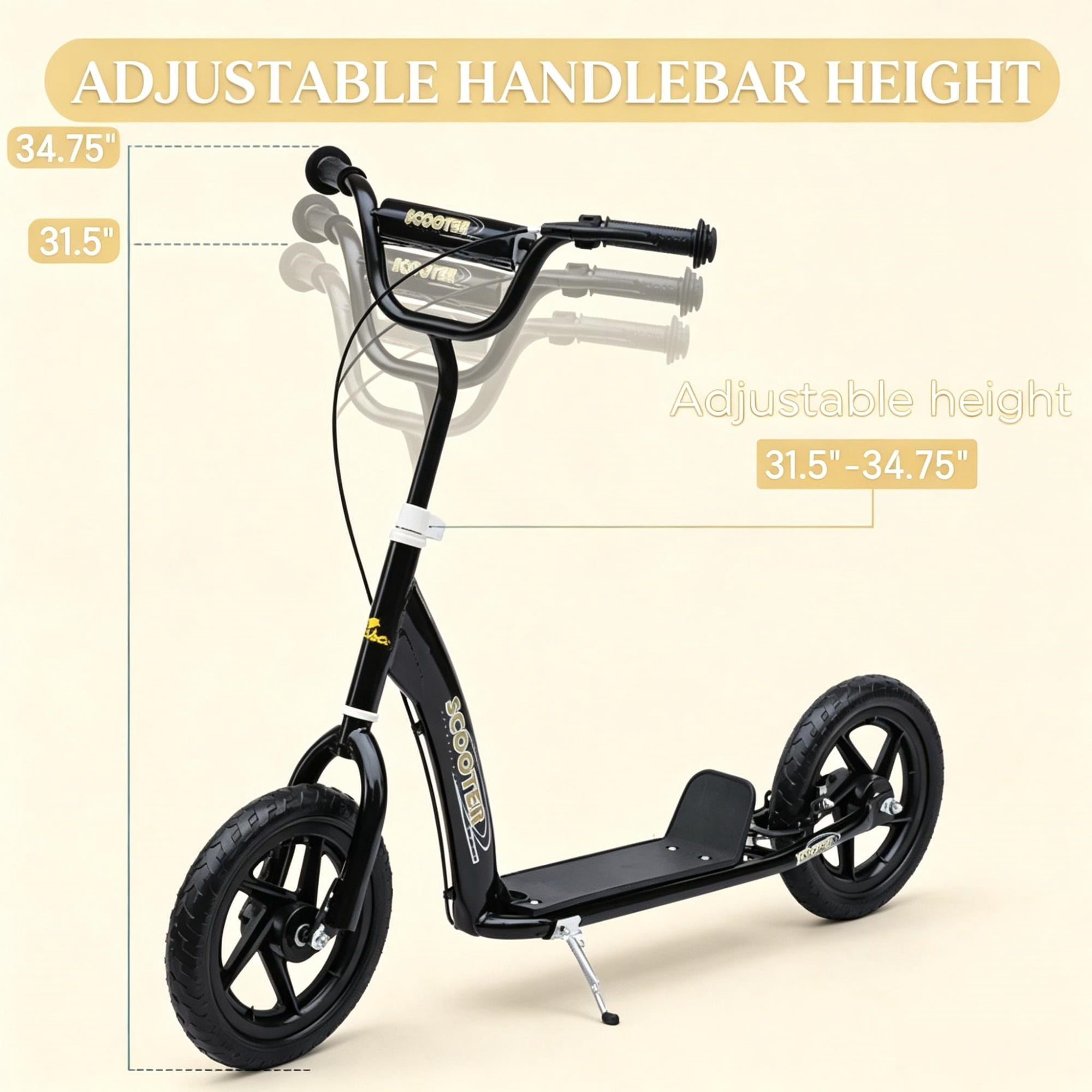 Kids Adjustable Scooter with Rear Brake for Ages 5-12