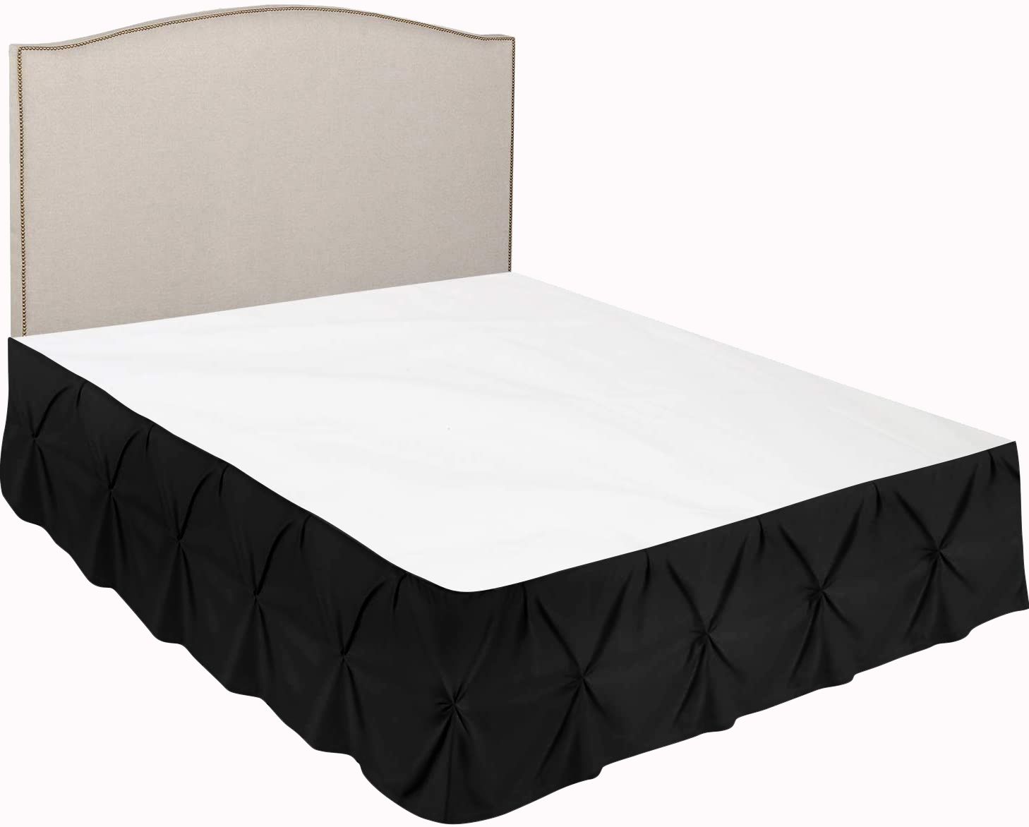 D.N.G. BEDDINGS 1 Piece Pinch Pleated Bed Skirt, 12 Inch Deep Pocket, 800 Thread Cotton 100% Egyptian Cotton, King Size (76" x 80") Inch, Solid Black