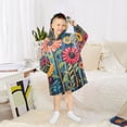 thumbnail image 6 of FORMRS Wearable Blanket Hoodie with Sleeves for Kids Cozy Flannel Sweatshirt, Orange Colorful Flowers, 6 of 7