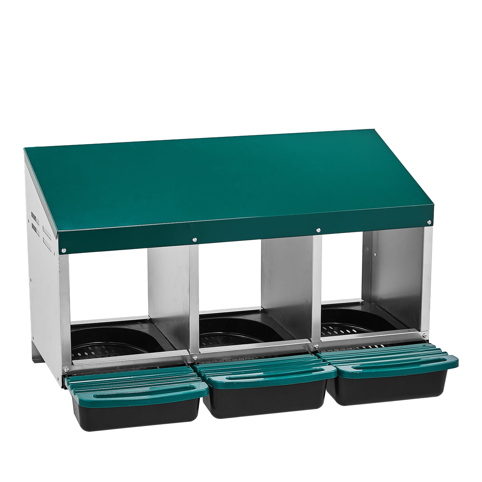 Chicken Nesting Box, 3 Compartment Nesting Box for Laying Eggs, Wall Mount Chicken Brooder Box with Perch, Easy Egg Collection, Cleanable Pull Out Hen Roosting Boxes, 3 Holes, Green