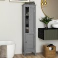 thumbnail image 3 of Giantex Armoire de Salle de Bain Haute de Rangement, Armoire Étroite au Sol avec Tablette Ajustable, Gris, 3 of 7