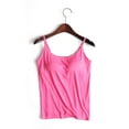 thumbnail image 1 of Camisola para mujer con sujetador incorporado, chaleco con cuello, camisetas sin mangas acolchadas y ajustadas, 1 of 5