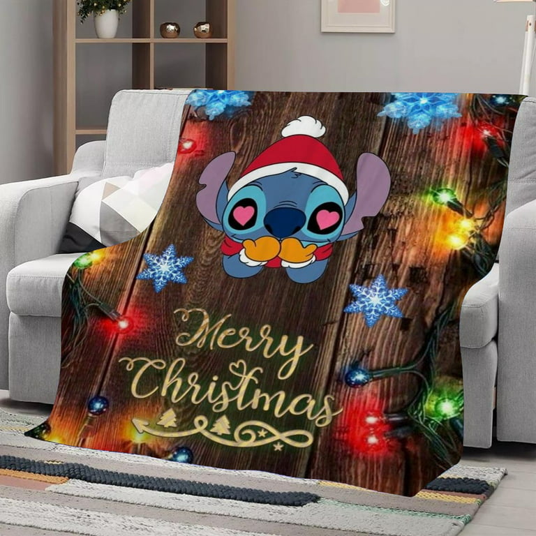 Mengen Personalized Lilo & Stitch Flannel Blanket For Couch Sofa