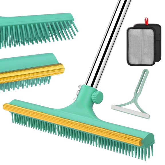 Carpet Rake for Pet Hair Removal - 60" Adjustable Long Handle Carpet Rake, 3 in 1 Reusable Pet Hair Removal Tool Kit, Cat Dog Fur Rakes Scraper Carpet Broom for Carpets, Rugs, Mats