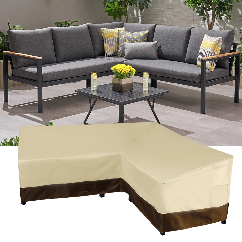 Outdoor Furniture Covers sectional Black,270x270x90cm V Shaped Patio Corner Sofa Cover Waterproof Garden Couch Cover Tear Proof Outdoor L Shaped Sectional Sofa Cover Protector