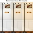 thumbnail image 4 of Arc Floor Lamps Photorealistic Aged Baseball Dirty Surface Stitching Modern LED Adjustable Lampshade Standing Light for Living Room Reading Bedroom Office, 4 of 5