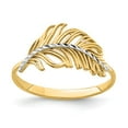 thumbnail image 1 of Solid 14k White and Yellow Gold Two Toned Feather Ring Band Size 7.5, 1 of 6