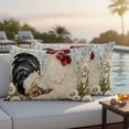 thumbnail image 4 of White Retro Rooster Outdoor Waterproof Pillow Covers, Spring Floral Pastoral Rooster Decorative Rectangle Throw Pillowcase Sofa Cushion Sham for Patio/Couch/Chair, 20"x12" 2 Pack, 4 of 8
