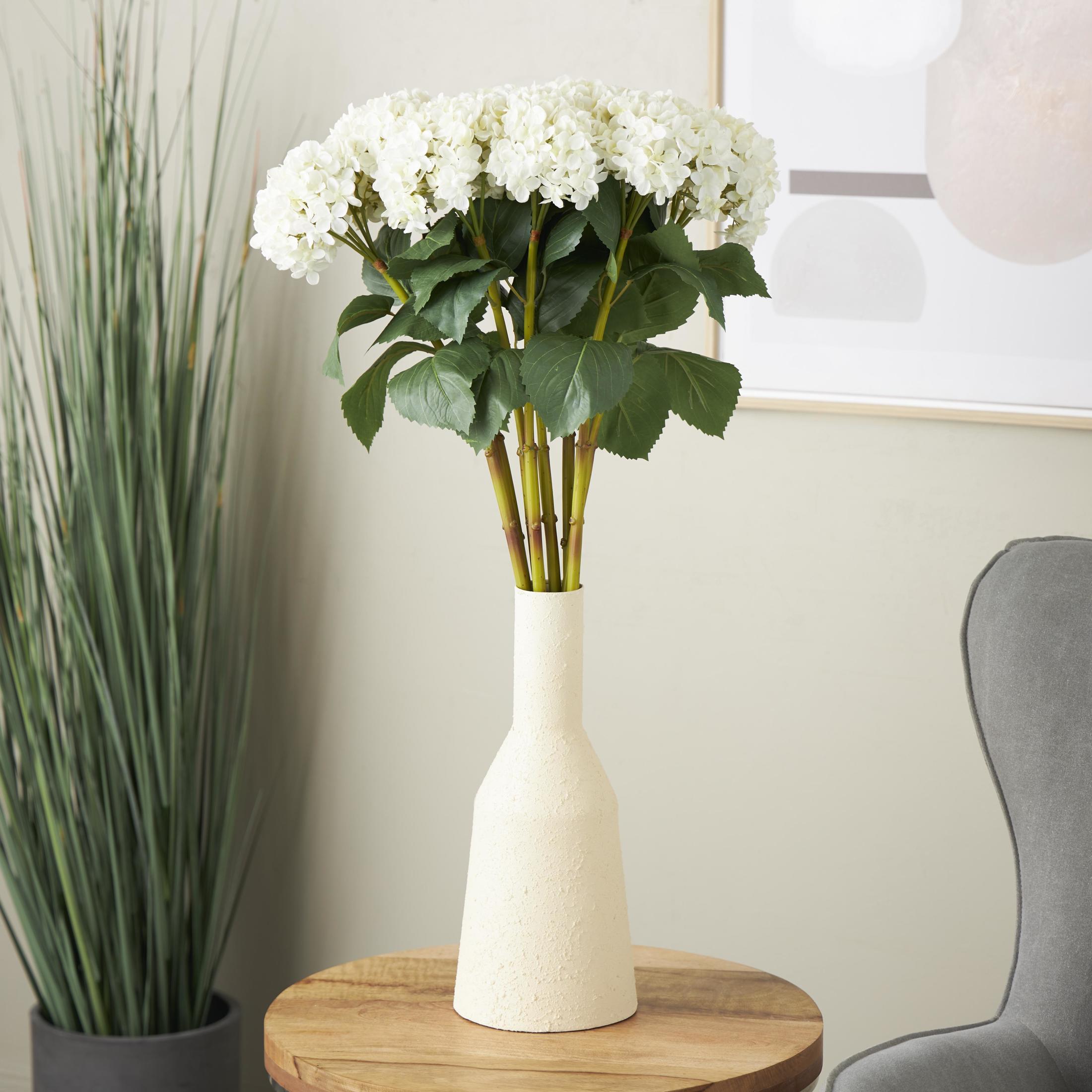 34" Plastic Floral Tall Hydrangea Artificial Flower Stem, by DecMode (8 Count)