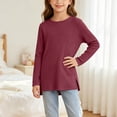 thumbnail image 3 of YUANxueke Girls Ribbed Knit Tunic Tops with Side Pockets Crewneck Long Sleeve Side Split Hem Casual Tops for 5-15 Years, 3 of 6