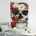 thumbnail image 6 of Creowell Skull Red Flowers Grunge Aesthetic Tapestry Wall Hanging 40*60in, 6 of 6