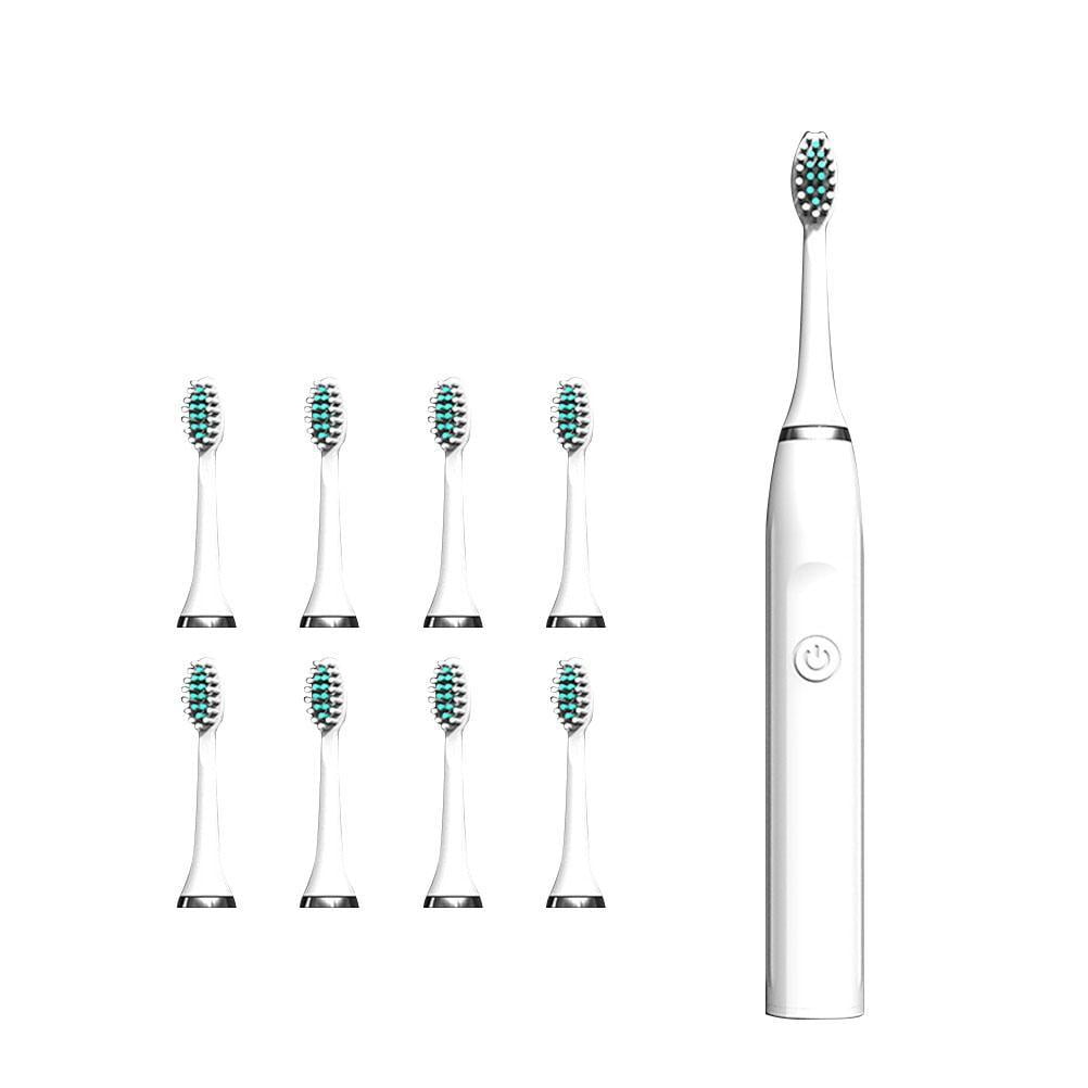Electric Sonic Toothbrush with 8 Replacement Brushes Waterproof