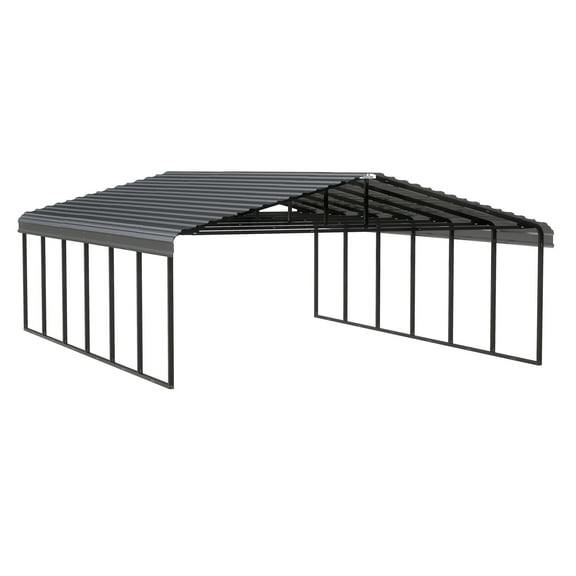 Arrow 20 x 29 x 9 ft Charcoal Galvanized Steel Carport