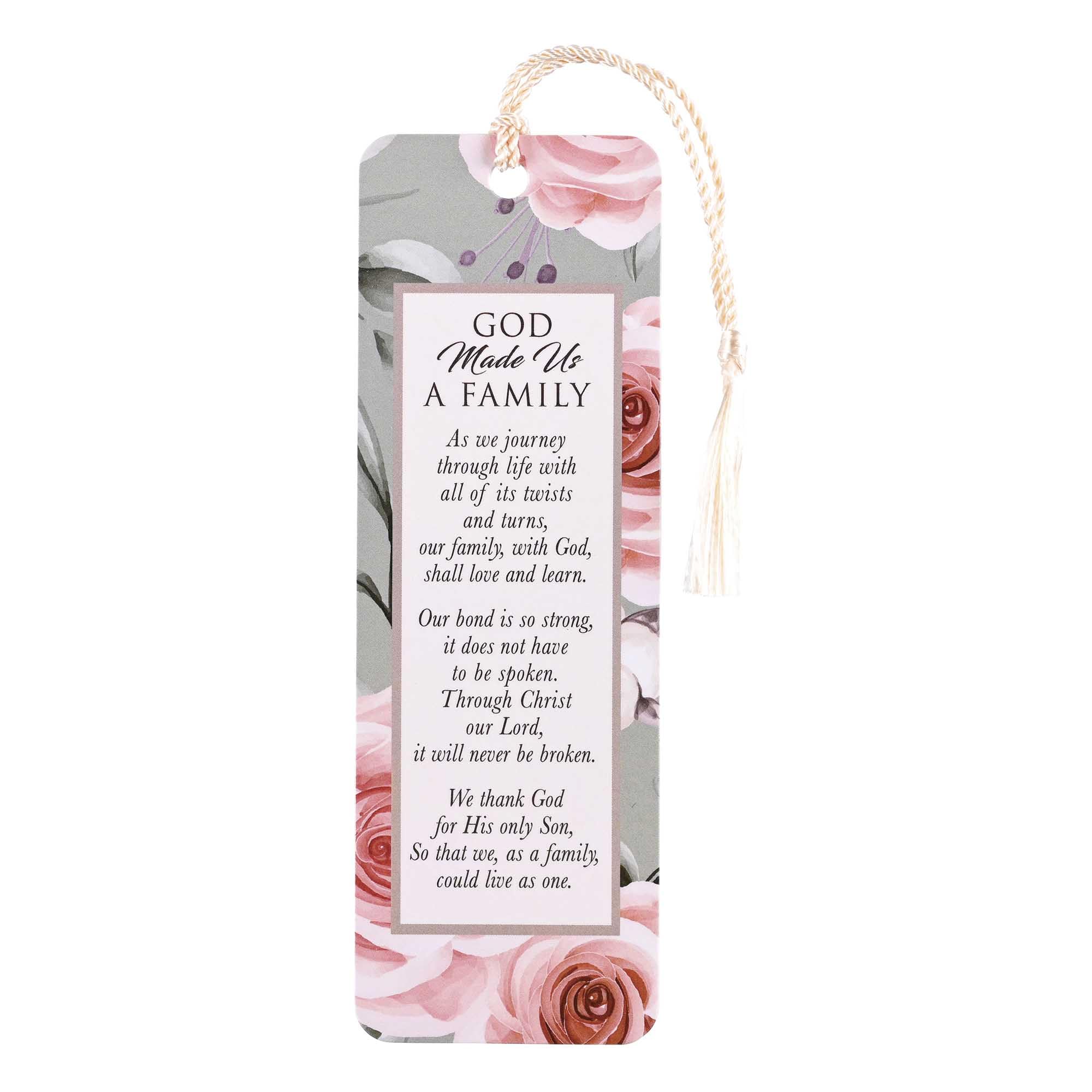 Dicksons God Made Us A Family, Multicolor 6 x 2 Inch Laminated Cardstock Tassel Bookmark; Pack of 12