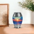 thumbnail image 7 of JAGASY Beach Funeral Urn for Sister, Green Small Keepsake Urns for Human Ashes, Ocean Sunset Orange Clouds Decorative Urns for Siblings, Yellow Miniature Urn for Brother, (3 Inch), 7 of 7