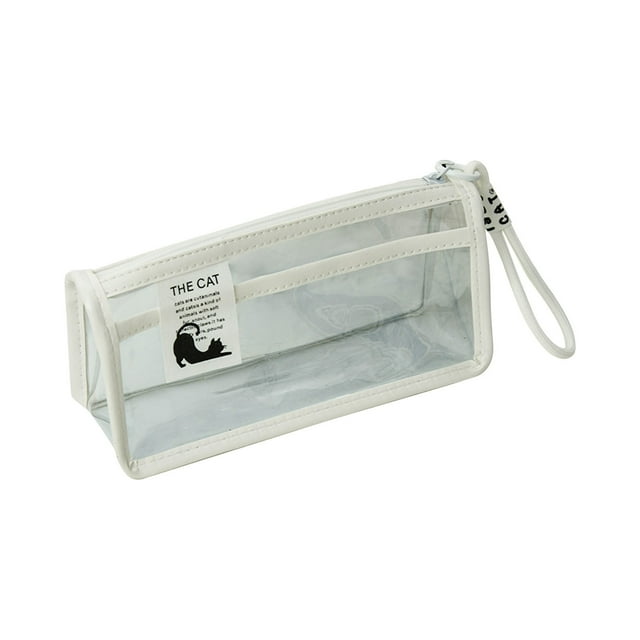 Matoen Transparent Large Pencil Case Large Capacity Student Stationery Storage Bag PVC Girl Cosmetic Bag