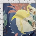 thumbnail image 3 of oneOone Cotton Flex Royal Blue Fabric Tropical Abstract With Flamingo Sewing Material Print Fabric By The Yard 40 Inch Wide, 3 of 4
