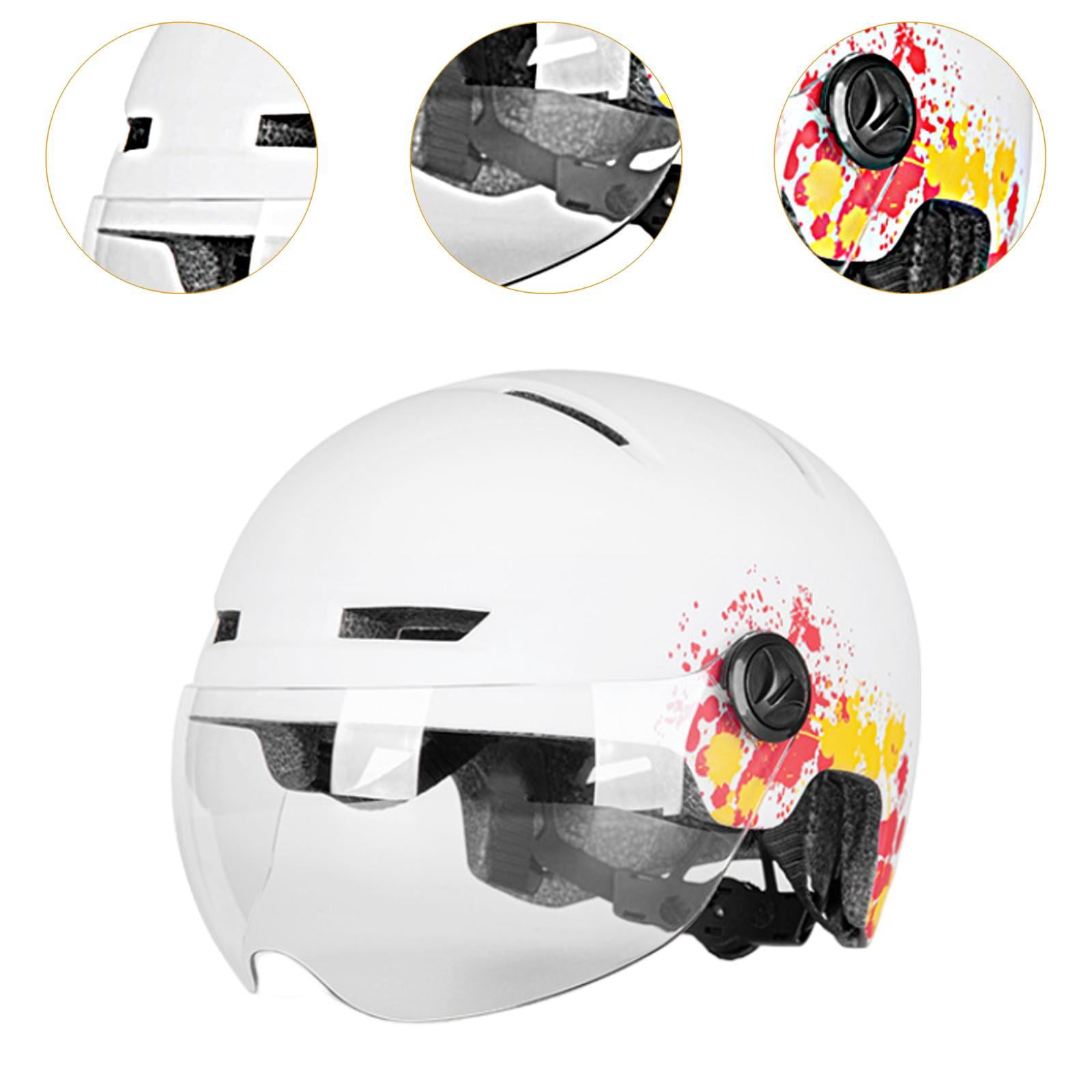 Baoblaze Electric Helmet with Light and Visor Adjustable Cycling Helmet White