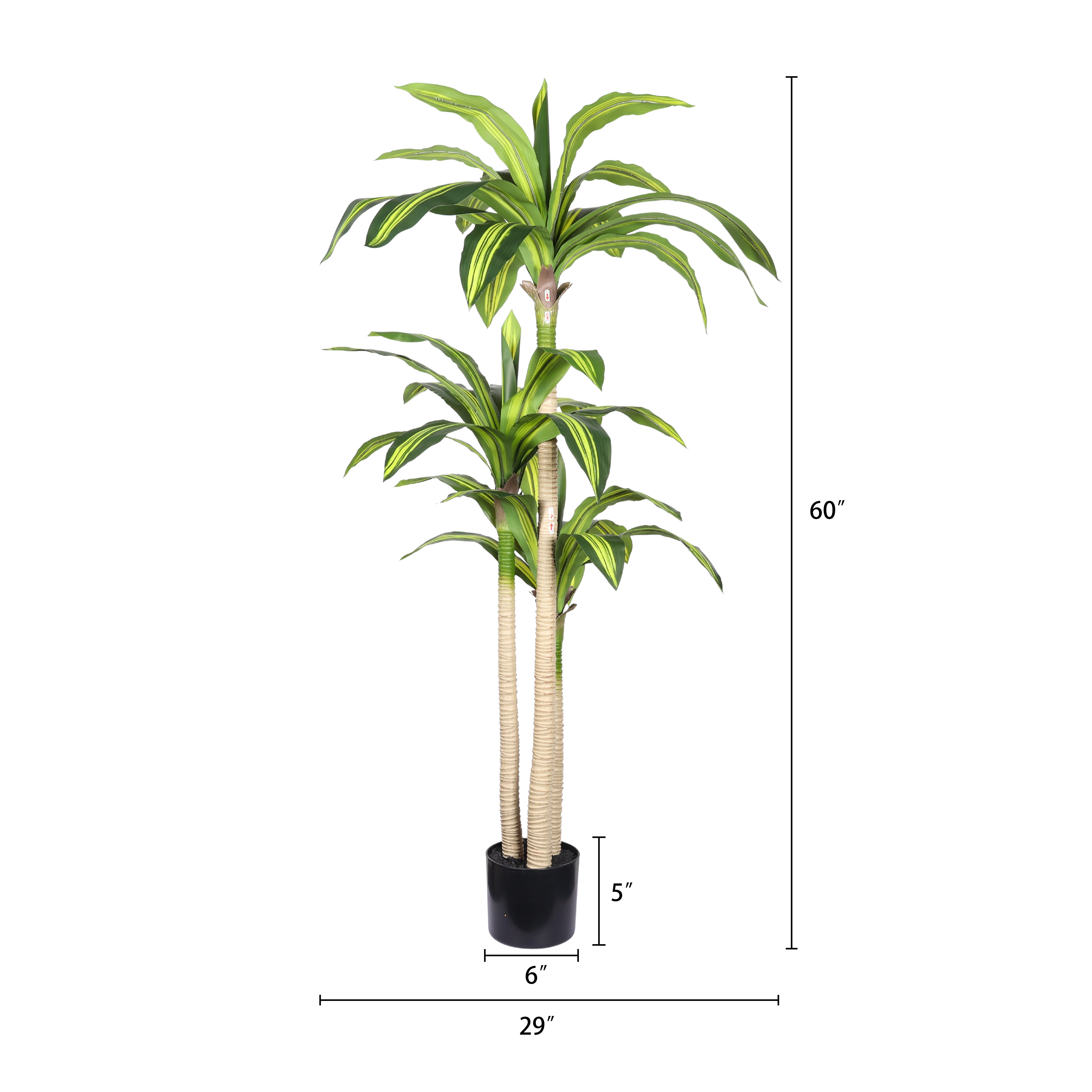 Artificial Plants, 5ft Fake Dracaena Tree in Black Plastic Pot, Faux Plants Indoor Outdoor Decor, Silk Plants for Home Decor Office Porch Patio Perfect Housewarming Gift