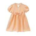 thumbnail image 1 of BOBOGOJP Robe à Manches Bouffantes avec Nœud pour Enfants Filles Bébés (Orange, 2-3 Ans), 1 of 7