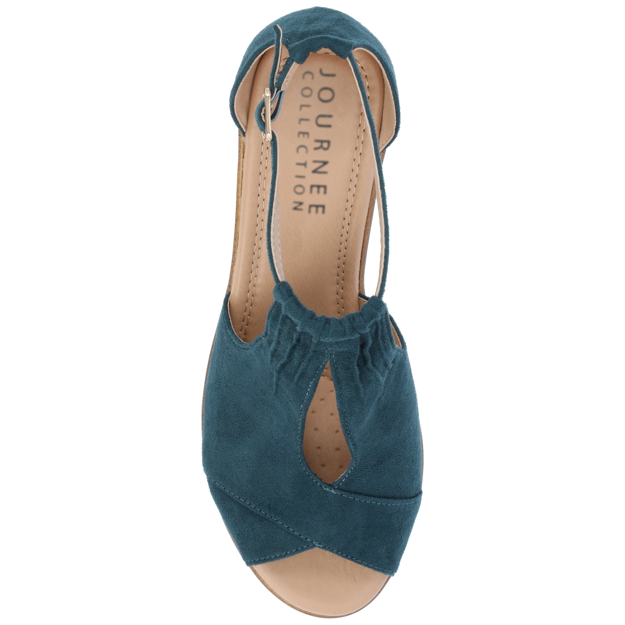 Journee Womens Kedzie Peep Toe Wedge Sandals, Widths Available