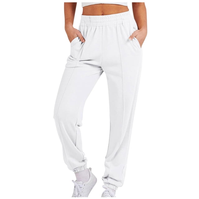 Timegard Womens Sweatpants Elastic High Waist Cinch Bottom Pants Sports Athletic Solid Color Trousers with Pockets